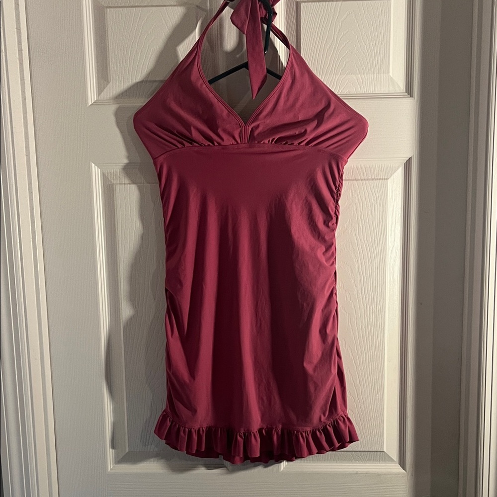 Halter Neck Swimsuit with Ruffle Hem
